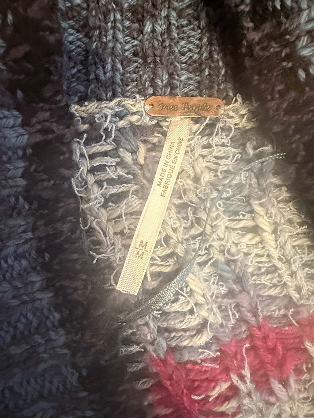 Free People Multicolor Geometric Shawl Collar Cardigan - Blue, Pink, Gray - Picture 2 of 6